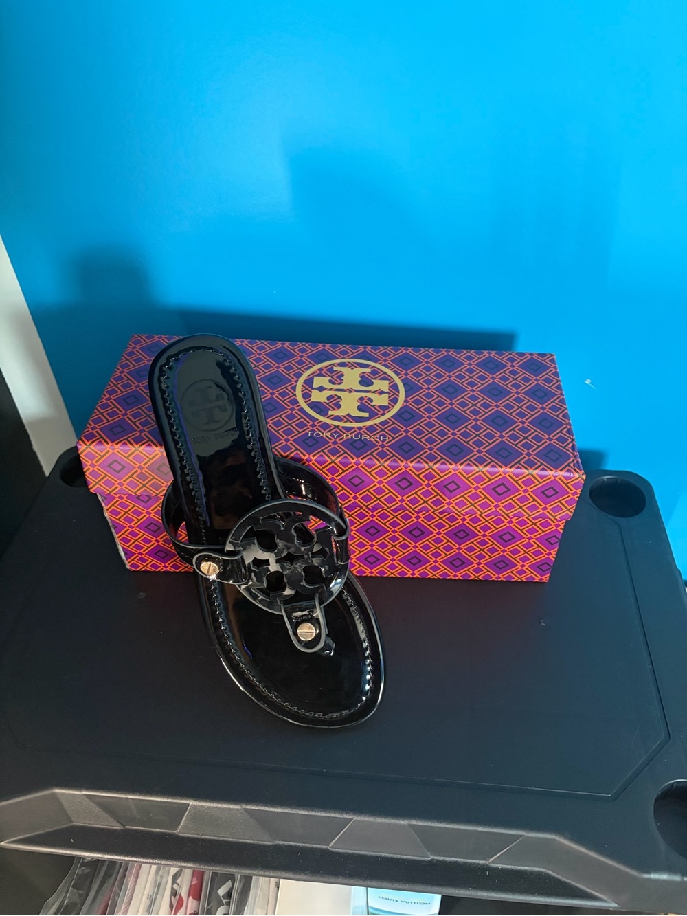 Tory Burch Black Patent Miller Thong Sandal